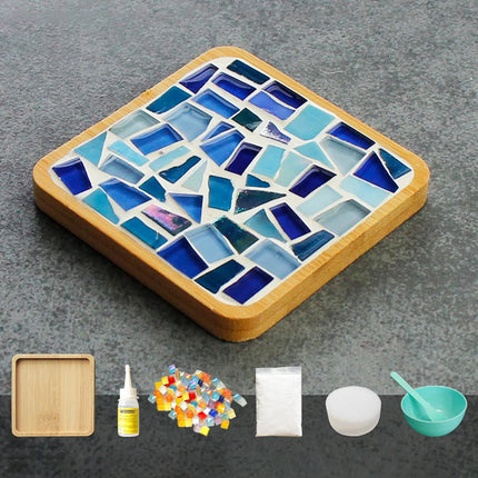 Handmade DIY Mosaic Cup Mat Bottom Bamboo Pad Early Education Free Creation Handicraft Toys