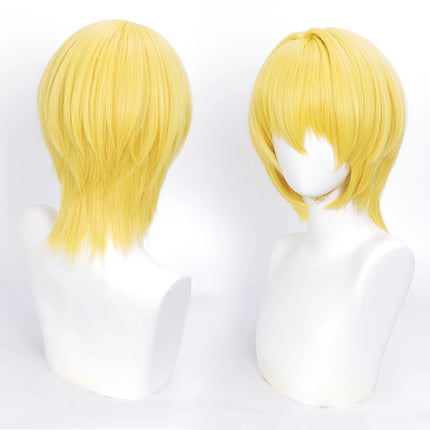 Cosplay Wig Cos Kurapika Anime Wig Short Yellow Synthetic Wig with Bangs Cosplay Wig Anime Wig Man Daily School