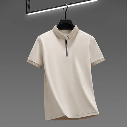 2026 New Men's Quarter Zip Polo Shirt Cool Breathable Fabric Short Sleeve Top For Office And Daily Activities