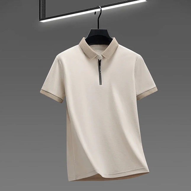 2026 New Men's Quarter Zip Polo Shirt Cool Breathable Fabric Short Sleeve Top For Office And Daily Activities