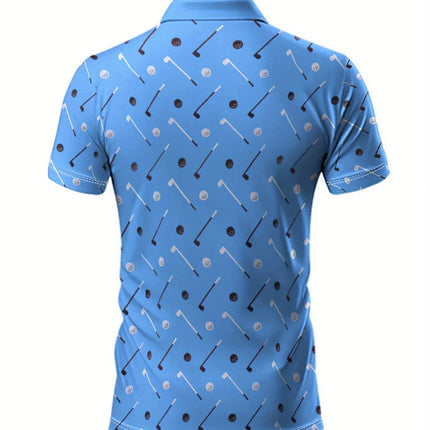 2026 Summer New Style Men's Short-Sleeved Polo Shirt With 3D Golf Pattern Print Street Casual Fashion Comfortable And Soft