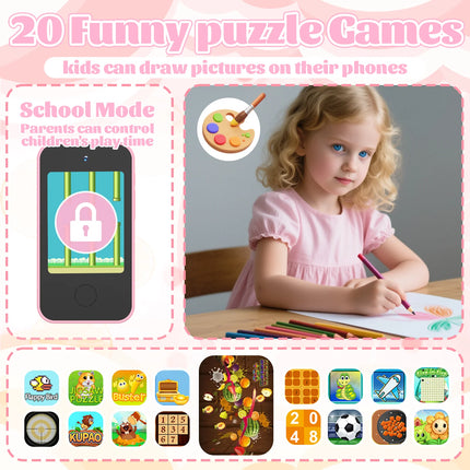 Mini Kids Smart Phone Dual Camera 1080P HD Touchscreen Player Digital Camera Educational Toys for Girls and Boys Birthday Gifts