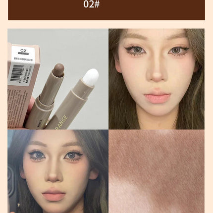 Double Head Contouring Pen Matte Three-dimensional Brightening Nose Shadow Corrector with Smudge Brush Shading Stick Cosmetics