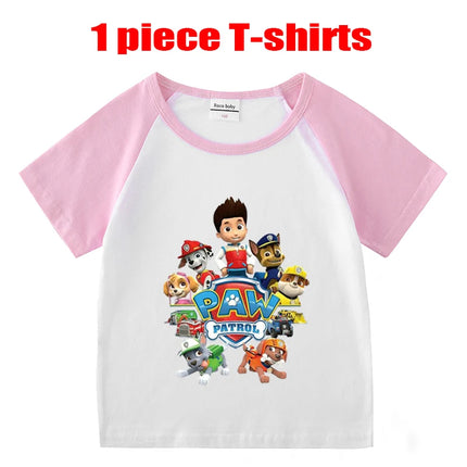Children's Summer Pajama Set Kids Cartoon PAW Patrol T-shirt+Shorts Sets Boys Cotton Tops+Shorts 2Pcs Baby Boys Girls Sport Suit