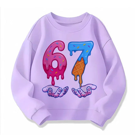 Manga Hoody for Boys Girls Children's Hot 67 Brainrot Funny Sweatshirts Unisex Cute Six Seven Kids Crew Neck Hoodies Clothes