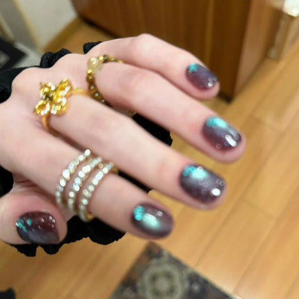 MN 10ML 2026 New Cyber Fluorite Cat Eye Gel Polish Iridescent Glass Bead Porcelain White Light-Chasing Cat Eye Nail Art Supplies