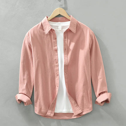 Men's Long-Sleeved Casual Shirt, Artistic Fresh Cotton Lapel Loose Shirt, Outdoor Camping Thin Coat, Cardigan Top
