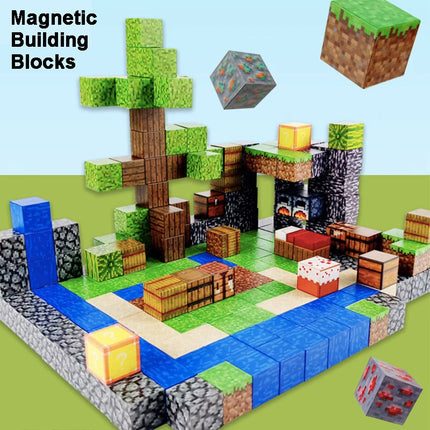 Kids DIY Magnetic Blocks-Build Mine Magnet World Set for Boys and Girls Sensory Toys for Toddlers Gifts Construction Toys Game