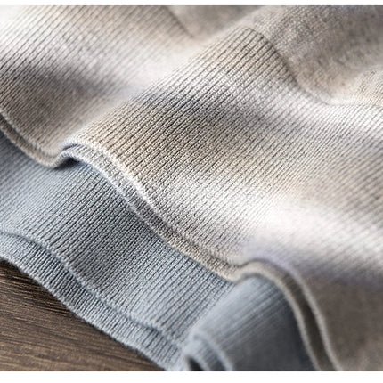 85% Silk + 15% Cashmere Men's T-shirt Casual Solid Color Knitted Pullover Short Sleeved Polo Neck Tees Basic Tops
