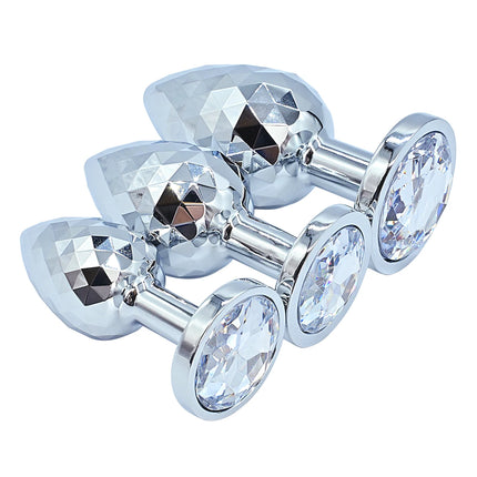 Silvery Stainless Steel Diamond Surface Anal Plug Dildo Crystal Base Butt Plug Analplug Sex Toys For Woman Adult Toys Anal Toys