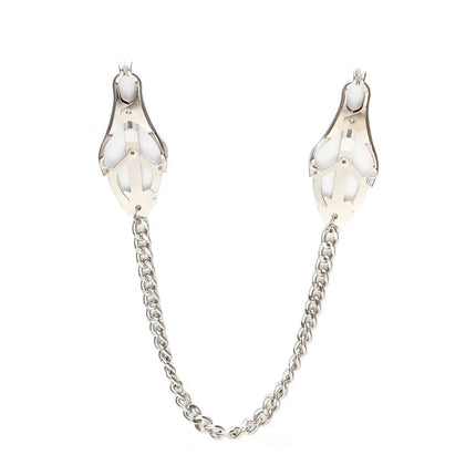Stainless Steel Metal Chain Nipple Milk Clips Breast Clip Sex Slaves Nipple Clamps Sex Toys Butterfly Style For Couples