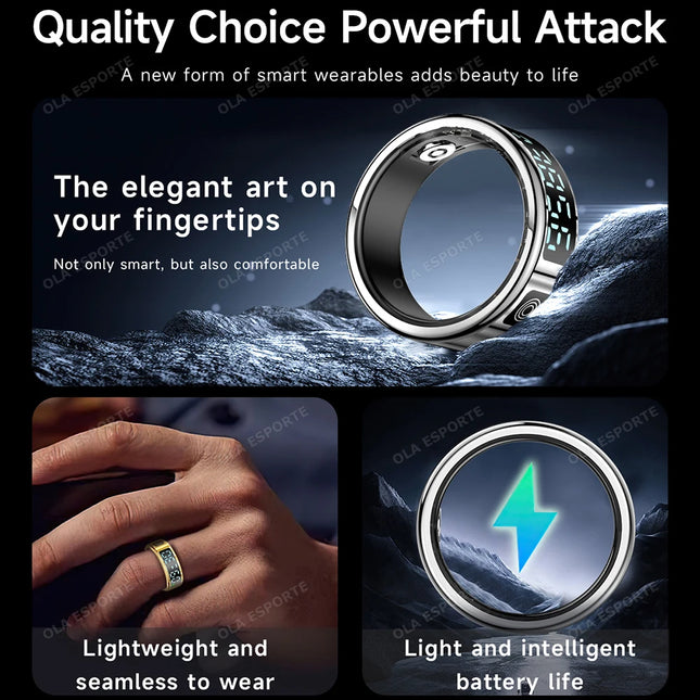 Smart Ring with Display Screen and Touch, Health Manager, Gesture Swipe Video, 5 ATM Waterproof For Men Women Smartring 2025 New