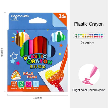 12/24/36 Colors Non-dirty Hand Plastic Crayons Washable Erasable Color Crayons for Children’s Painting School Office Supplies
