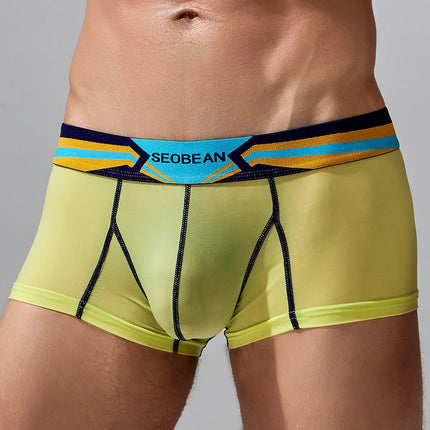 SEOBEAN Men's Sheer Boxer Briefs Nylon Low-Rise Underwear Lightweight Breathable Fashion Stylish Thin See-Through 230215 412114