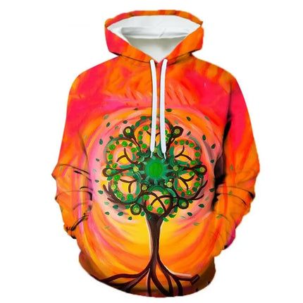 Spring Autumn Creative Psychedelic Tree Pattern Hoodies For Men 3D Printing Casual Pullovers Sweatshirt Streetwear Tops