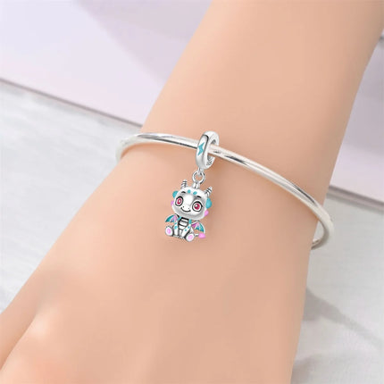 Hot Sale 925 Sterling Silver Sparkling Curled Dragon Charm Fits Bracelet Beautiful Jewelry Accessories Gifts