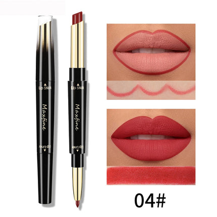 2 In 1 Lipstick lipliner Matte Highly Pigmented Waterproof Long Lasting Non stick Cup Lip Makeup