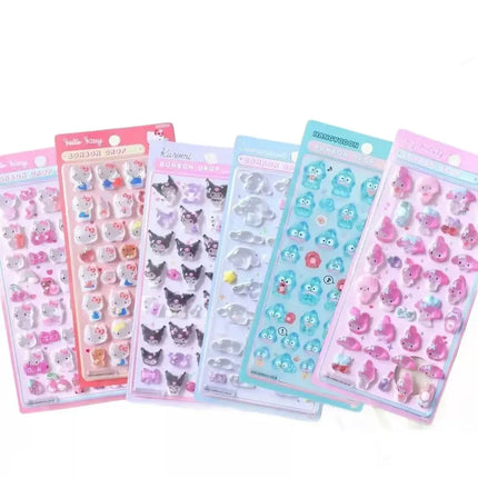 Sanrio Anime Hello Kitty Hangyodon 3D Hollow Relief Transparent Jelly Sticker Crystal Decorative Stickers DIY Accessories@