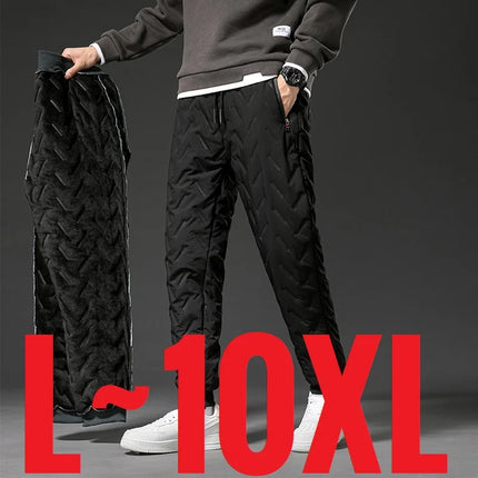 New Big Size Winter Pant Men Thick Fleece Lined Jogger Cotton Padded Warm Work Trouser Male Plus Large Sweatpant 9XL 10XL Autumn