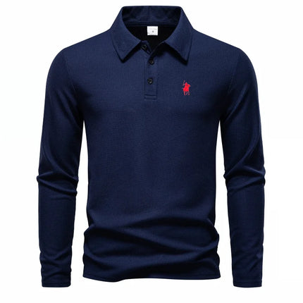 High-end fashion polo shirt, embroidered, long-sleeved, men's clothing, new autumn collection, comfortable and breathable, casual brand T-shirt