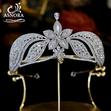 Bride Cubic Zirconia Flower Crowns Wedding CZ Headdress Luxury Tiaras For Women Sweet 16 Pageant Prom Hair Jewelry Headpiece