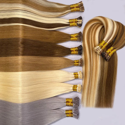 Straight Highlight Hair I Tip Hair Extensions Natural Real Virgin Human Hair Fusion Hair Original 99j 1b 613 Blonde Honey Color