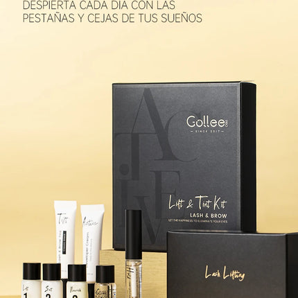 Gollee 4-6 Weeks Lash Lift and Tint Kit Brow Lamination Semi-permanent Eyebrow Tint Set Nature Black Eyelash Lifting Perm Makeup