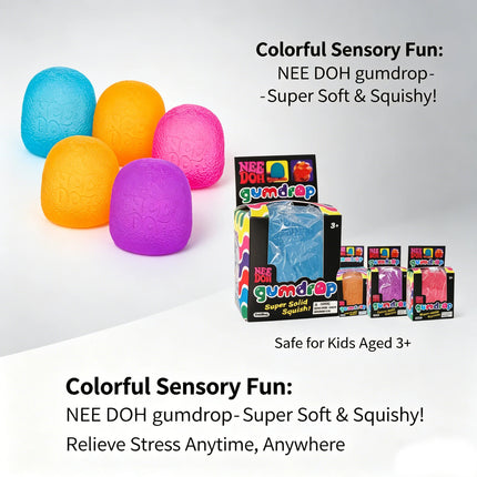 Schylling Mini Candy NeeDoh Gumdrop Soft Sensory Fidget Toy Stress Relief Squeeze Ball Blind Box