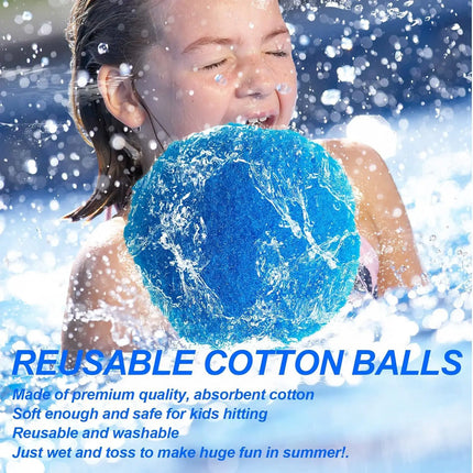 12/30/60Pcs Reusable Water Balloons Cotton for Kids Outdoor Toys Games Summer Pool Cotton Water Balls Toy Water Play Splash Ball
