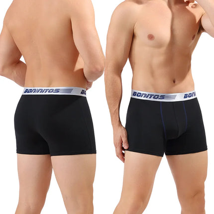 8pcs Black Men's Panties Shorts BONITOS Letter Elastic Waistband Boxer Briefs Cotton Underwear For Man Boxers Men Underpants