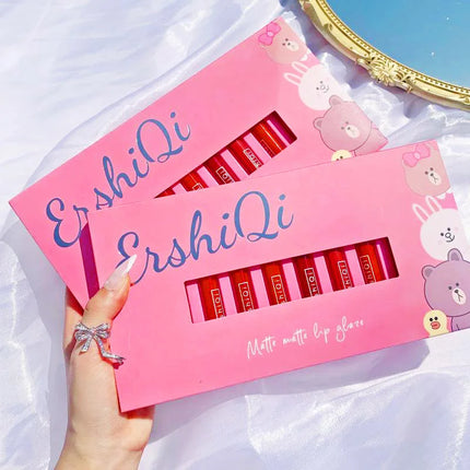 Mini 10 Colors Liquid Lip Gloss Waterproof Non-stick 24 Hours Long Lasting Mirror Lipstick Set Lip Gloss Cosmetic Makeup Care