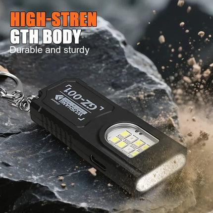 Rechargeable Mini Keychain EDC Flashlight Super Bright Magnetic Torch Light with Pen & Hat Clip for Outdoor & Fishing