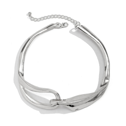 DIEZI Steampunk Irregular Clavicle Torques Necklace For Women Punk Gold Silver Color Statement Chokers Necklace Gift Jewelry