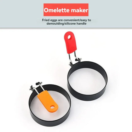 Round Omelette Maker Mold, Nonstick Folding Handle Omelette Pan, Thickened Kitchen Tool for Easy Egg Cooking