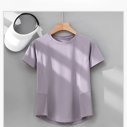 DRUR Sports Tops Women Quick Dry Workout Tshirt Running Yoga Gym Activewear Summer Short Sleeve Breathable Fitness Wear New