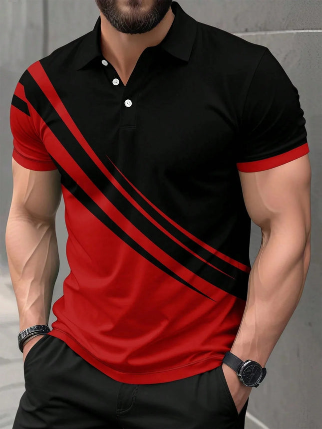 The new men's short-sleeved POLO shirt for summer 2025 features a casual fashionable and comfortable 3D pattern print