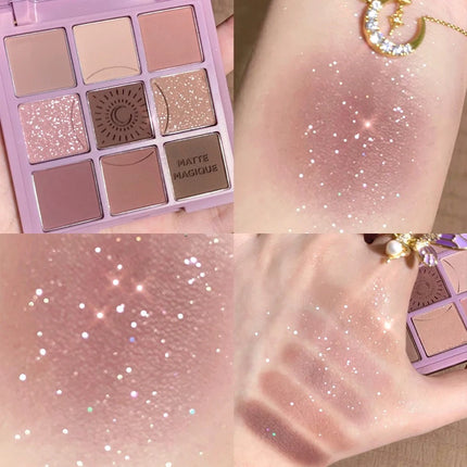DIKALU Nine Color Eyeshadow Tray Nine Palace Grid Matte Pearl Summer Milk Tea Purple Peach Pink Fresh Niche