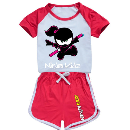 Ninja Kidz Kids Clothes Cotton Sport Tracksuits T-shirts Sweatshirt Suit Cartoon Pattern Set Teenager Baby Boys Girls Clothing