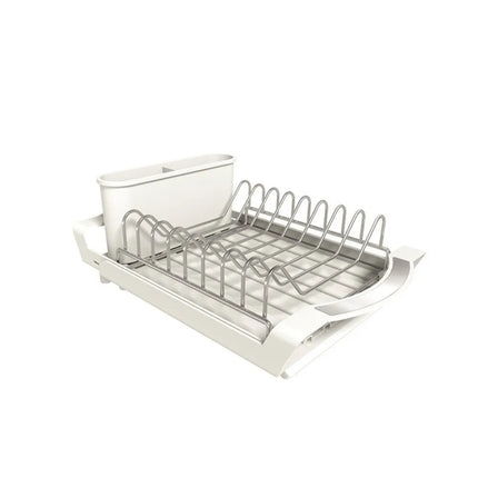Extendable Dish Drying Rack Space Saving Hollow Design Utensil Storage Holder Dinnerware Organizer Large Capacity Draining Tray