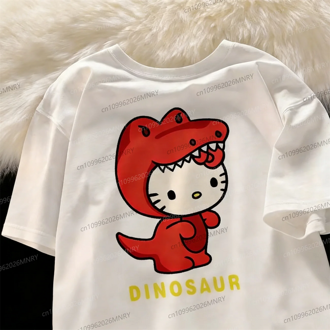 Hello Kitty T-shirt Prints New Anime Kid T-shirt Cute Fashion Pure Men Cotton T-shirt Women's High Quality Casual Wear Kid T-shirt