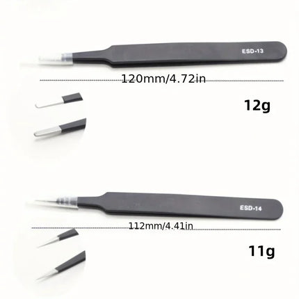 6 Pieces of Anti-Static Stainless Steel Tweezers, Precision Repair Industrial Maintenance Curved Tools, Household Model Making Hand Tools