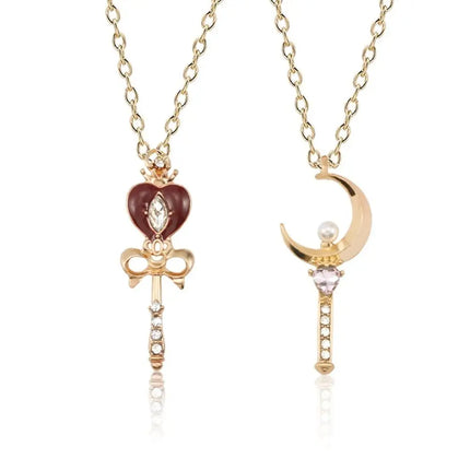 Girl Crystal Cosplay Pendant Necklace Cosplay Props Necklace Anime For Sailor Moon Loving Magic Wand Accessories