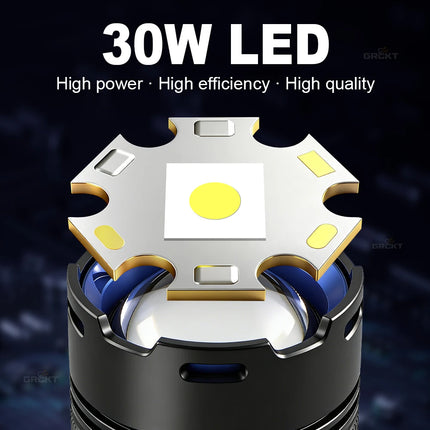 Super Bright Rechargeable LED Flashlight White Laser Flashlights High Power With Pen Clip Torch Power Bank Tactical Flashlight