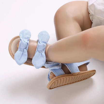 0-18 months cute baby shoes summer small fresh blue bow princess shoes sandals soft and comfortable soles slip walking shoes