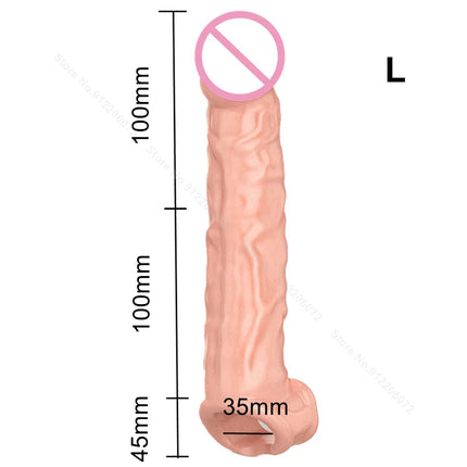 Premium Silicone Penis Extender Sleeve–Reusable Male Enhancement Delay Ejaculation Cover for Men,Penis Pump Attachment Adult Toy