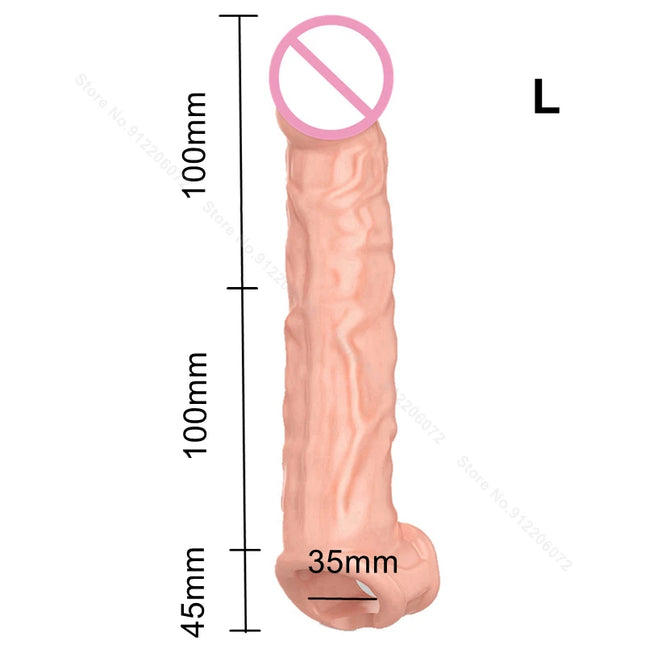 Premium Silicone Penis Extender Sleeve–Reusable Male Enhancement Delay Ejaculation Cover for Men,Penis Pump Attachment Adult Toy