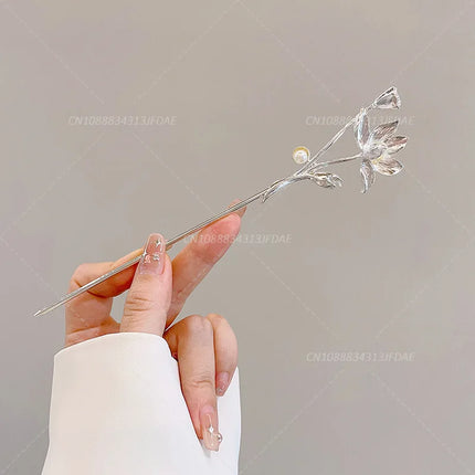 Chinese Style Hair Stick Glowing Lotus Lantern Hairpin Women Ancient Style Palace Lantern Hair Stick Flower Tassel Hair Insert