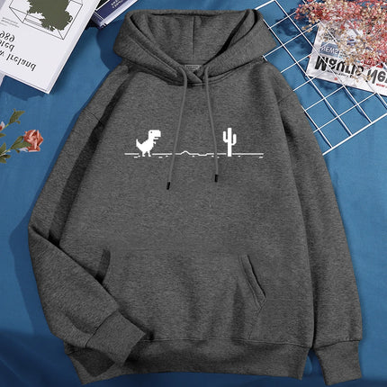 Network Malfunction Little Dinosaur Hoody Men Women New Thicken Pullover Hoodie Cute Pocket Sweatshirt Autumn Warm O-Nec Hoody