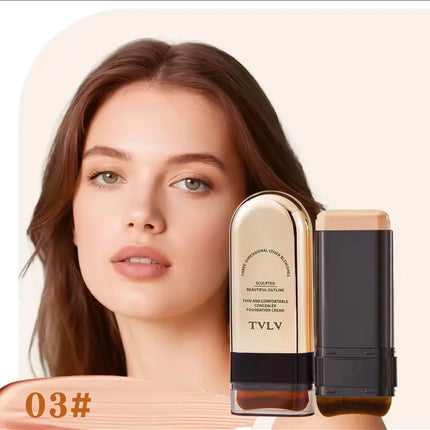 TVLV Long Lasting Matte Foundation Stick-Full Coverage Waterproof Brighten Makeup Base for Compact Concealer Stick with Brush