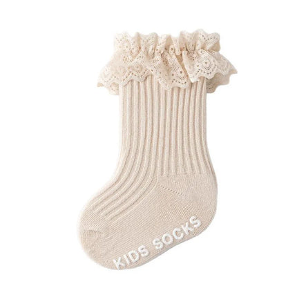 3 Pairs a Lot MILANCEL Spring Baby Knee-high Socks 0-5T Solid Color Toddler Girls In Tube Socks Thin Lace Children Non-slip Sock
